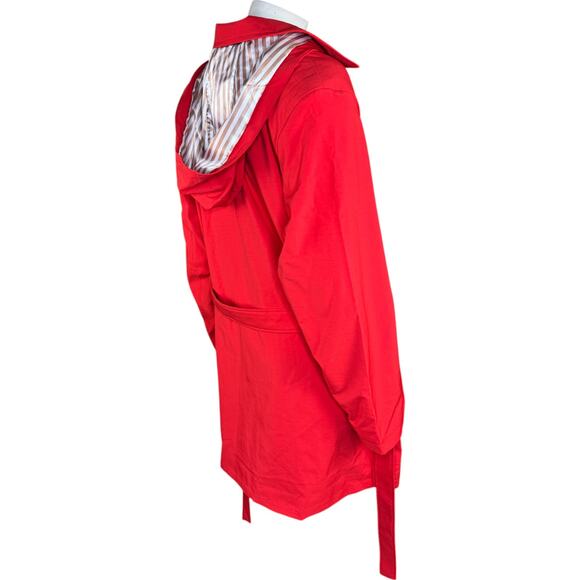 Dennis Basso Regular Water Resistant Trench Coat Hood Tomato Red XL Petite NWOT - Picture 9 of 13